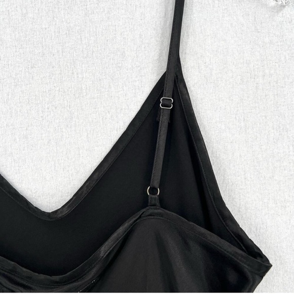 ENZA COSTA Dress Womens Medium 2 Black Satin Bias Slip Maxi Spaghetti Strap NEW - Picture 9 of 15